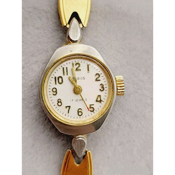 Vtg Benrus Art Deco Style Ladies 17 Jewels Gold Tone Running Manual Wind Watch main image 14